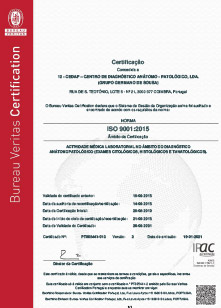 Certificate ISO 9001:2015  Centro de Medicina Laboratorial Germano de Sousa - CEDAP